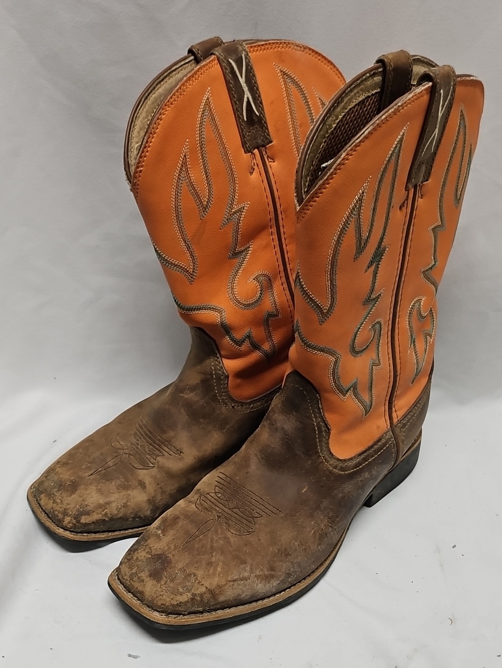Twisted X Orange Shaft Brown Foot Western Cowboy Boots